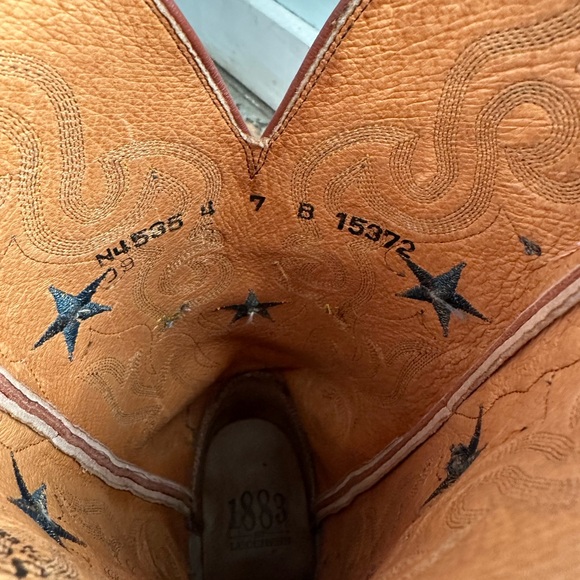 Women's LUCCHESE 1883 Pink Embroidered LEATHER COWBOY BOOTS sz 7 B - Picture 8 of 12